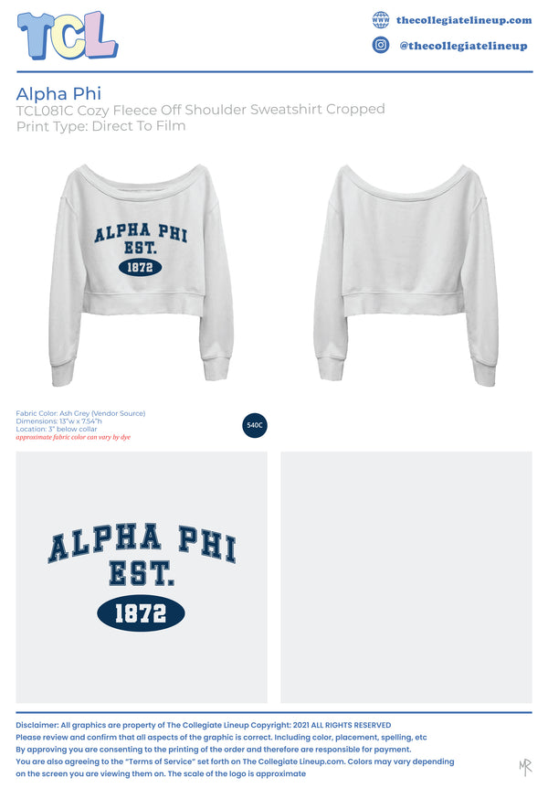 Alpha Phi Conference Off Shoulder Sweatshirt Cropped