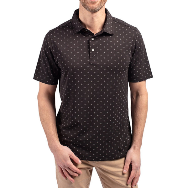 Virtue Eco Pique Tile Print Recycled Mens Polo