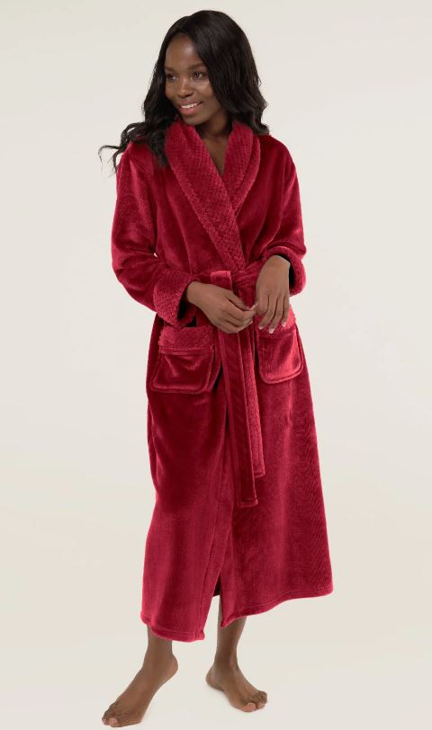 White Plush Soft Warm Fleece Womens Robe 6100