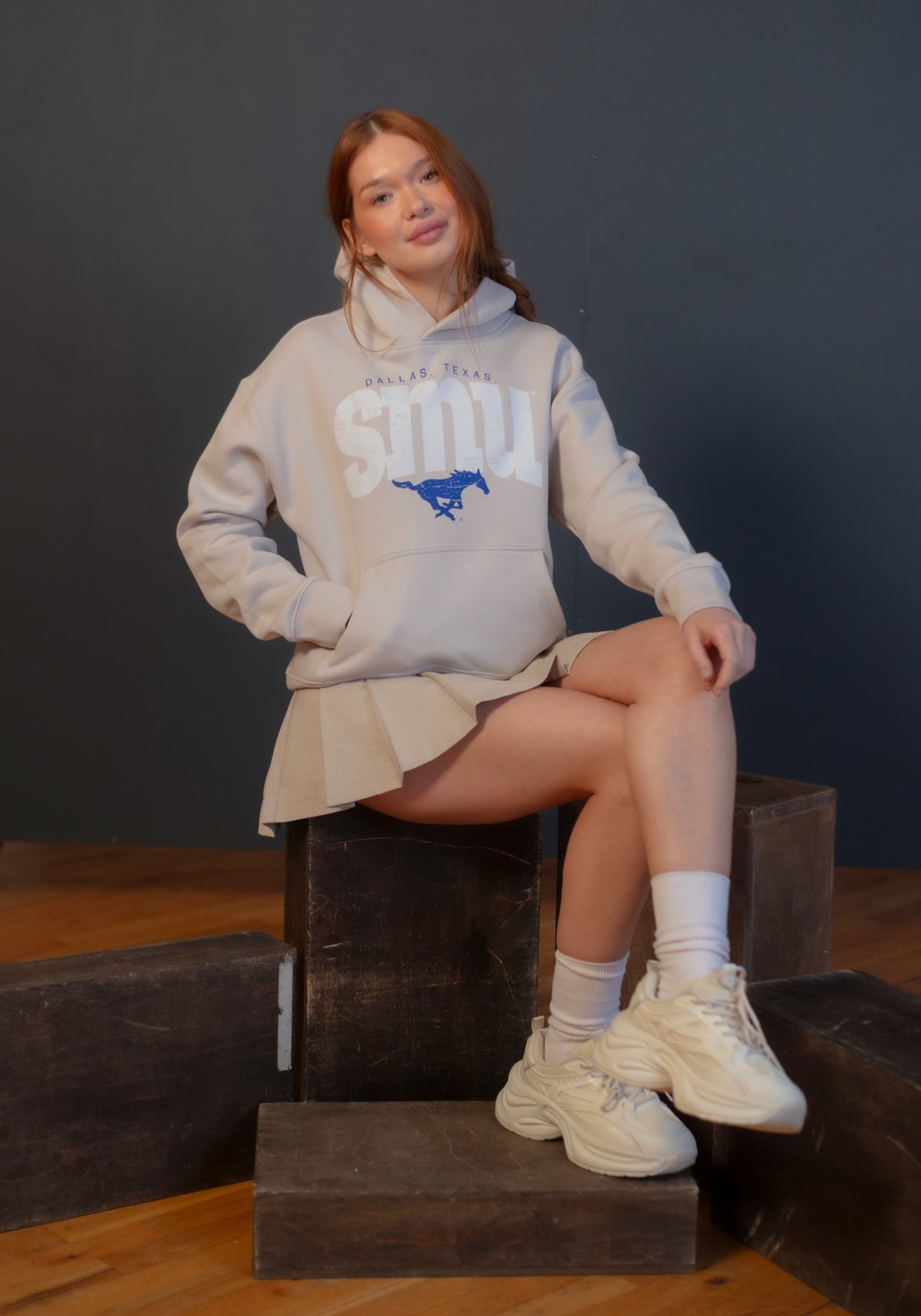 Southern Methodist University Faded Varsity Hoodie - The Collegiate Lineup