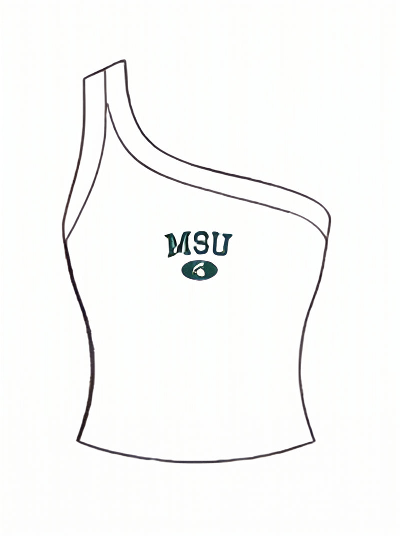 WOMEN'S ONE SHOULDER RIBBED TANK TOP