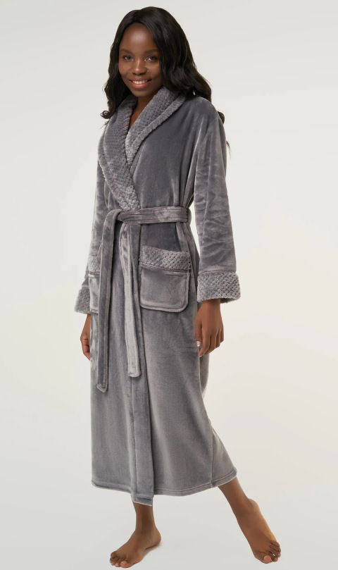 White Plush Soft Warm Fleece Womens Robe 6100