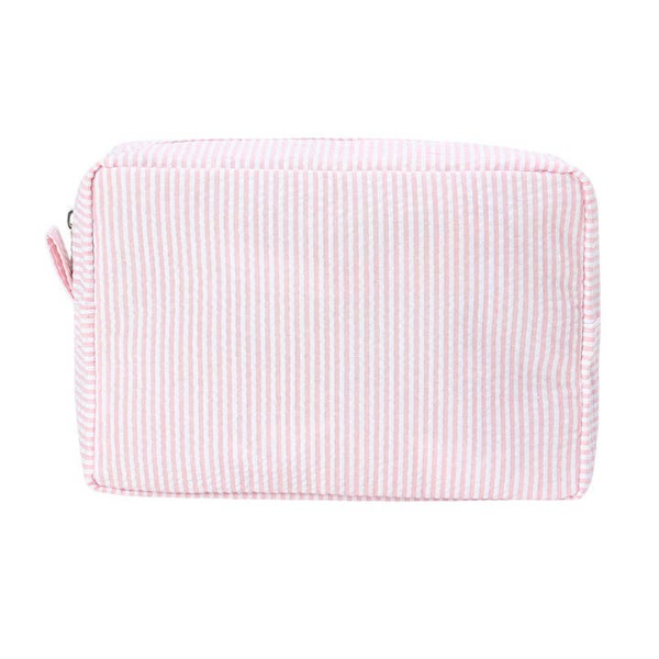 TCL Custom Seersucker Striped Makeup Pouch Travel Toiletry Bag