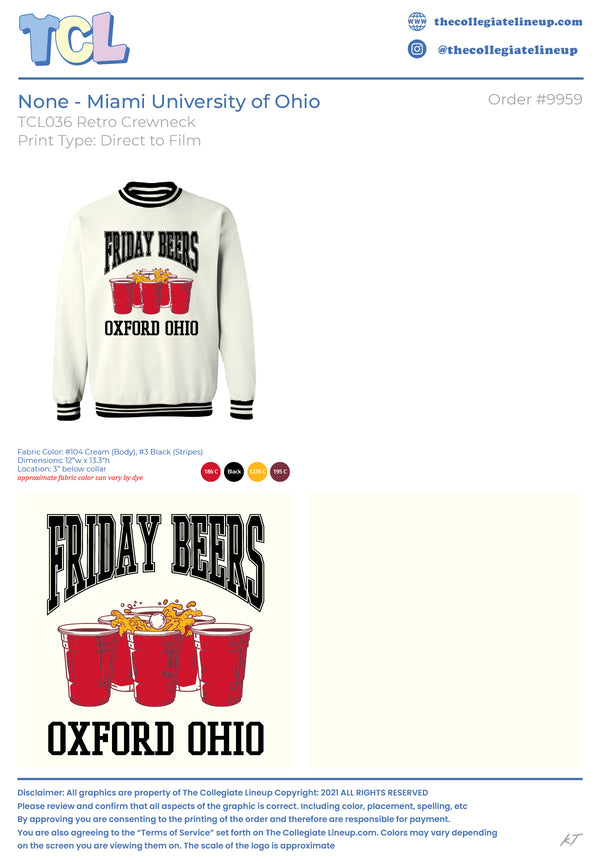 Upcoming Merch Drop Miami University of Ohio #9959 individual shipping