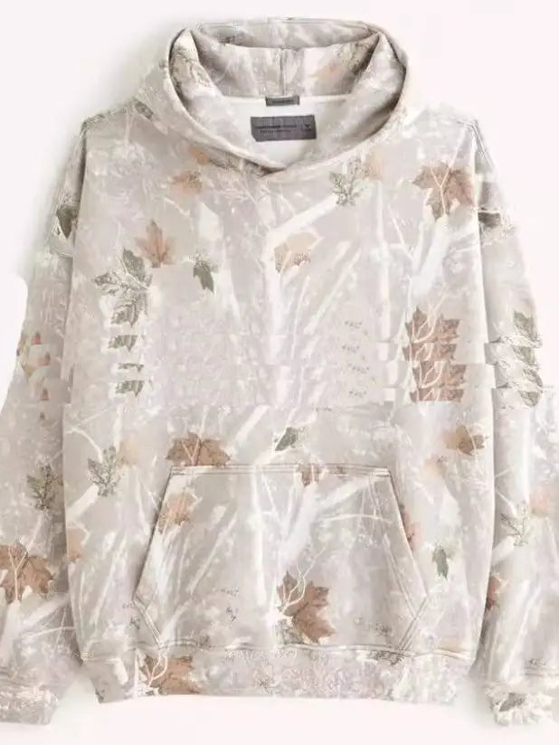 Maple Leaf Print Camouflage Essential Hoodie