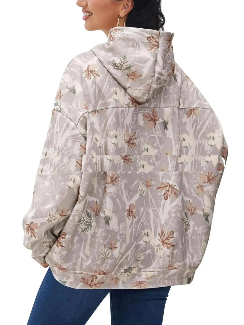 Maple Leaf Print Camouflage Essential Hoodie