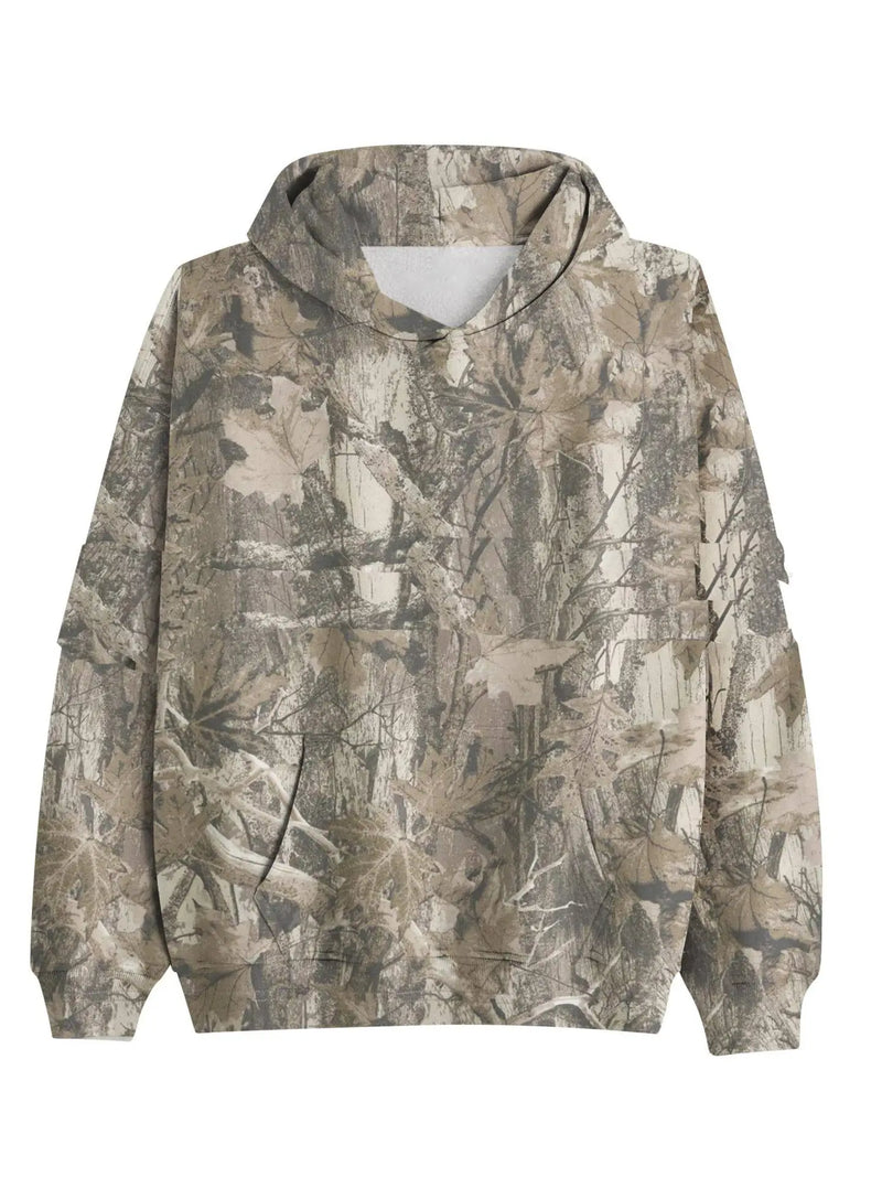 Maple Leaf Print Camouflage Essential Hoodie