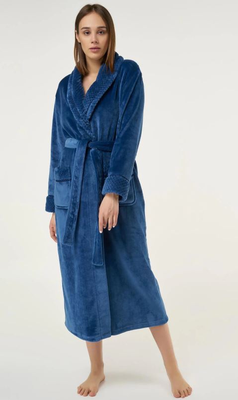 White Plush Soft Warm Fleece Womens Robe 6100