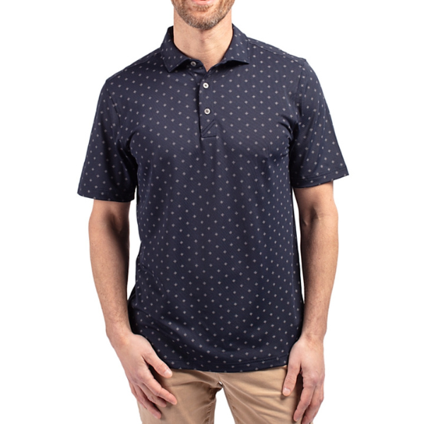 Virtue Eco Pique Tile Print Recycled Mens Polo