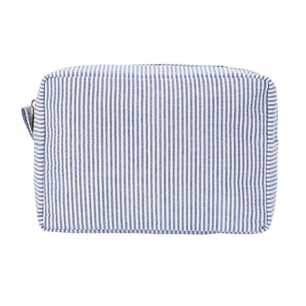 TCL Custom Seersucker Striped Makeup Pouch Travel Toiletry Bag