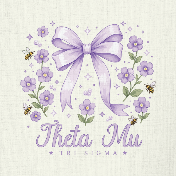 Sigma Sigma Sigma Theta Mu Floral Bow T-Shirt