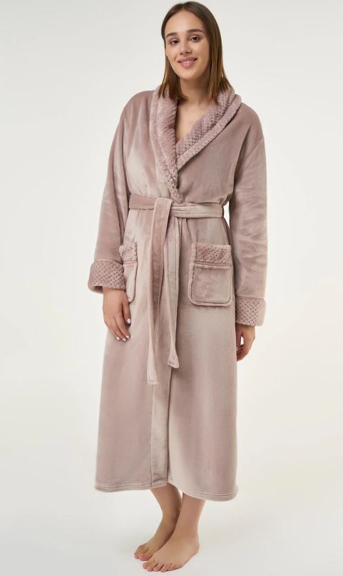 White Plush Soft Warm Fleece Womens Robe 6100