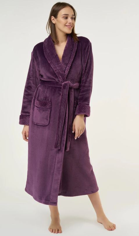 White Plush Soft Warm Fleece Womens Robe 6100