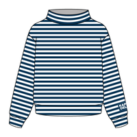 Striped Daydream Full Length Mock Sweatshirt with Patch