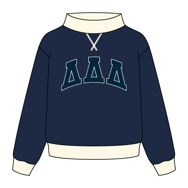 Notched Contrast Full Length Mock Sweatshirt - The Collegiate Lineup