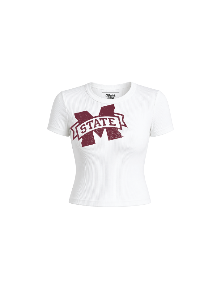 Mississippi State University Ribbed Crop Tee