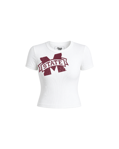Mississippi State University Ribbed Crop Tee