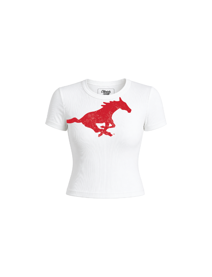 Southern Methodist University Ribbed Crop Tee