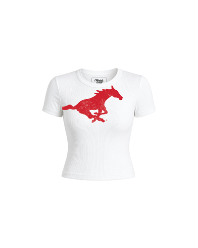 Southern Methodist University Ribbed Crop Tee