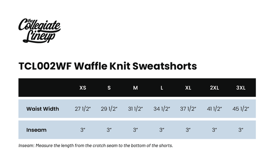 Size chart for Waffle Knit Sweatshort