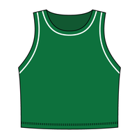 High Neck Rib Crop Tank with Piping