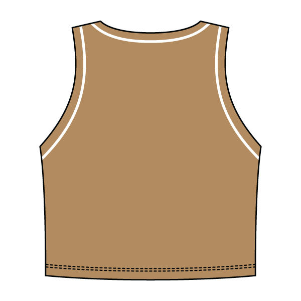High Neck Rib Crop Tank with Piping
