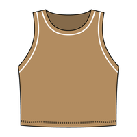 High Neck Rib Crop Tank with Piping