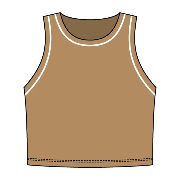 High Neck Rib Crop Tank with Piping