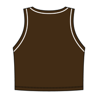 High Neck Rib Crop Tank with Piping