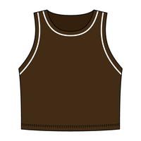 High Neck Rib Crop Tank with Piping