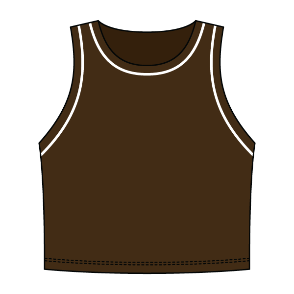 High Neck Rib Crop Tank with Piping