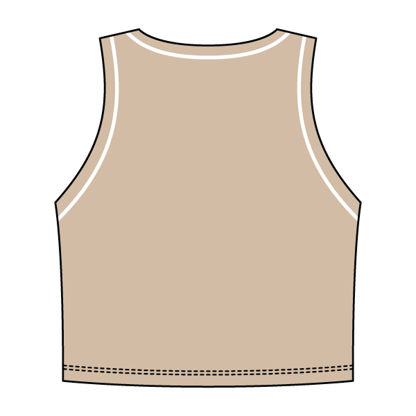 High Neck Rib Crop Tank with Piping