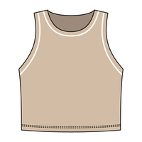 High Neck Rib Crop Tank with Piping