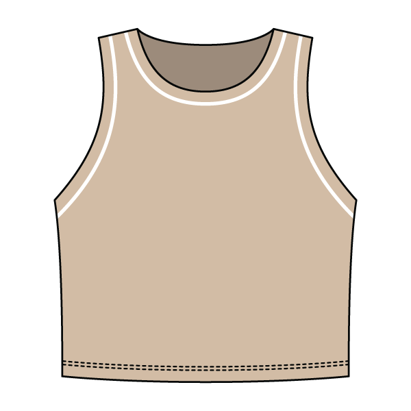 High Neck Rib Crop Tank with Piping