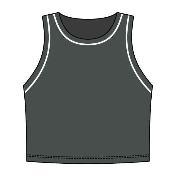 High Neck Rib Crop Tank with Piping