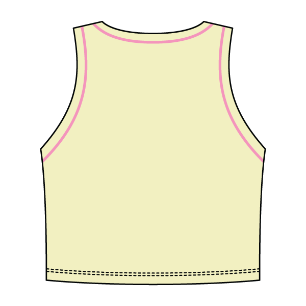 High Neck Rib Crop Tank with Piping