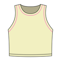 High Neck Rib Crop Tank with Piping