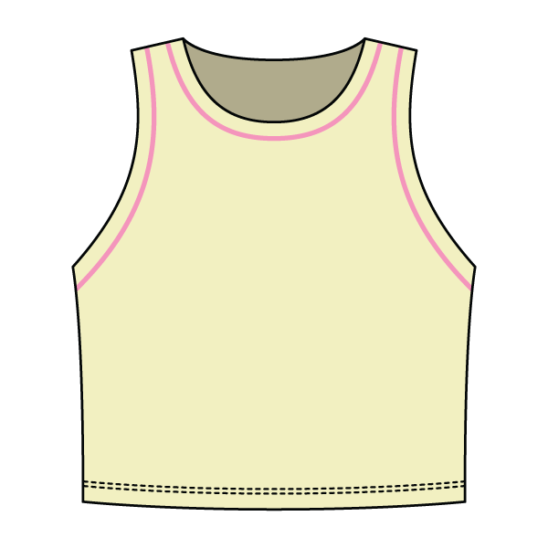 High Neck Rib Crop Tank with Piping