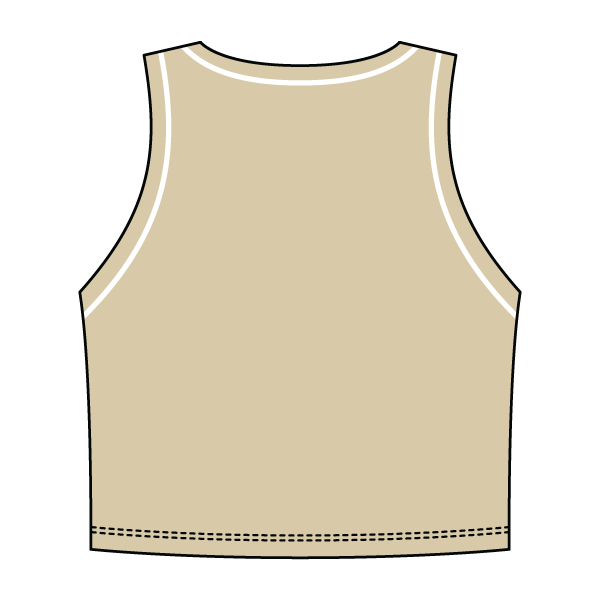 High Neck Rib Crop Tank with Piping