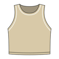 High Neck Rib Crop Tank with Piping