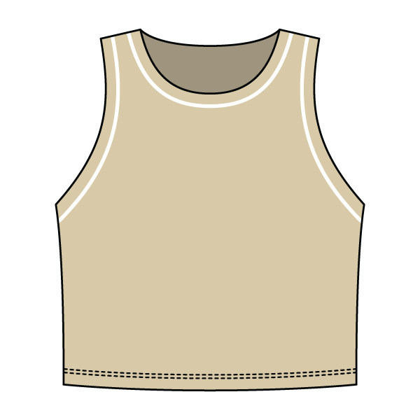 High Neck Rib Crop Tank with Piping
