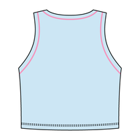 High Neck Rib Crop Tank with Piping