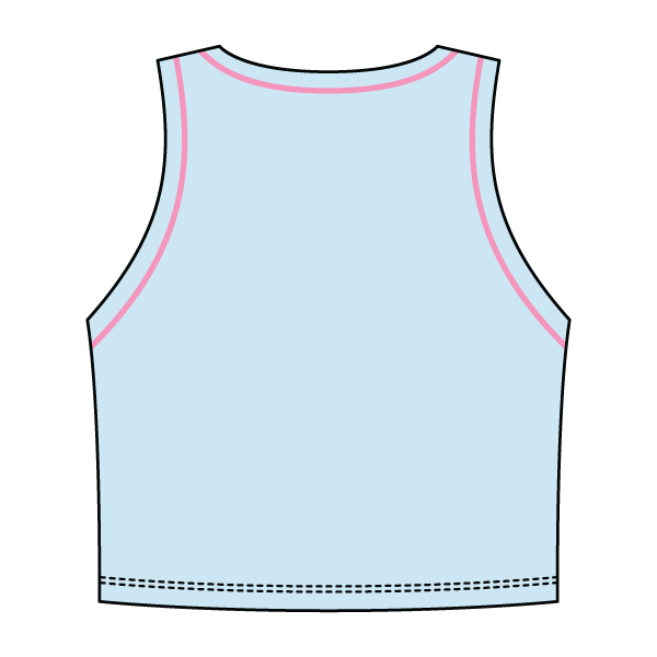 High Neck Rib Crop Tank with Piping