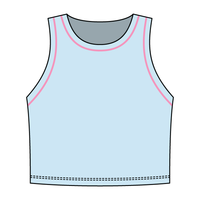 High Neck Rib Crop Tank with Piping