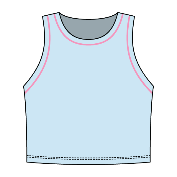 High Neck Rib Crop Tank with Piping