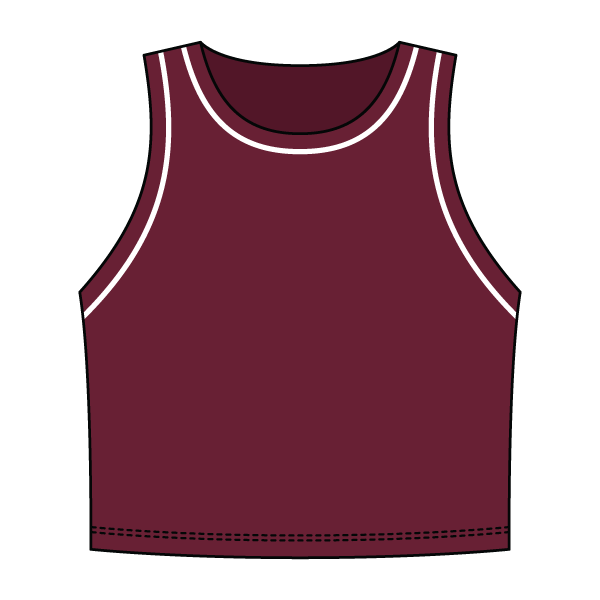High Neck Rib Crop Tank with Piping