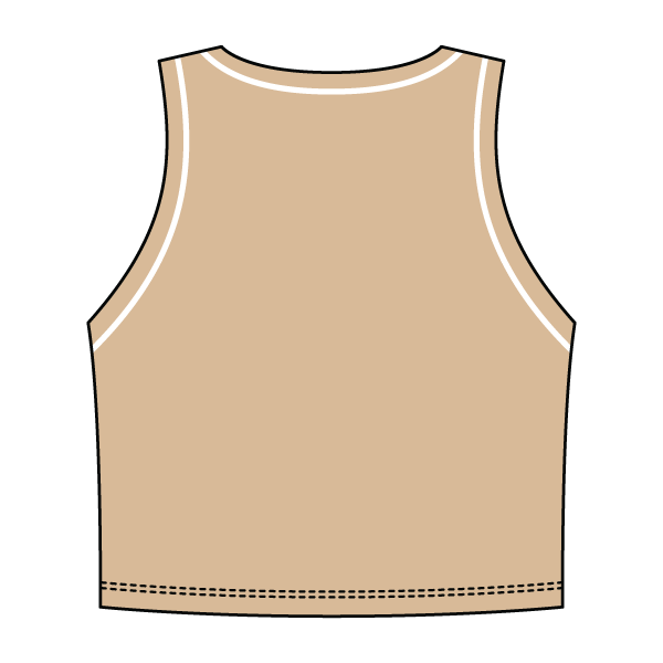 High Neck Rib Crop Tank with Piping