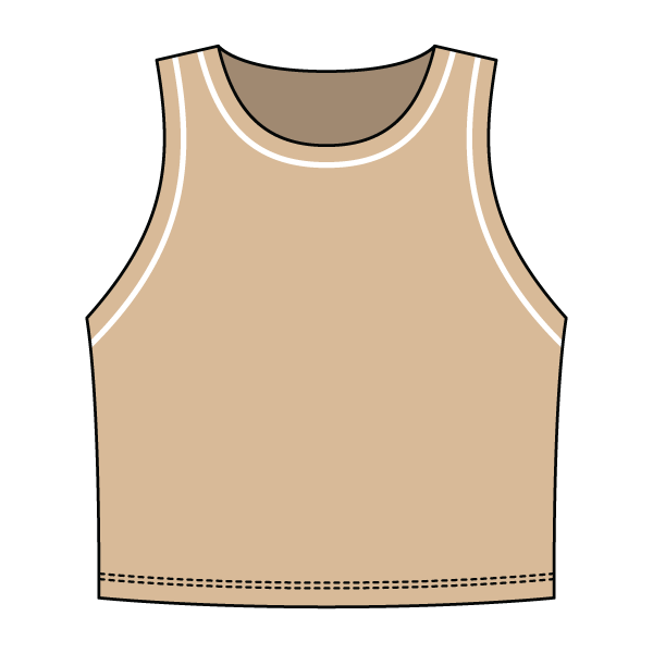 High Neck Rib Crop Tank with Piping