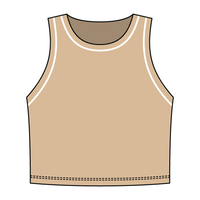High Neck Rib Crop Tank with Piping