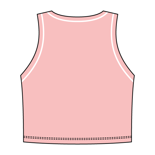 High Neck Rib Crop Tank with Piping